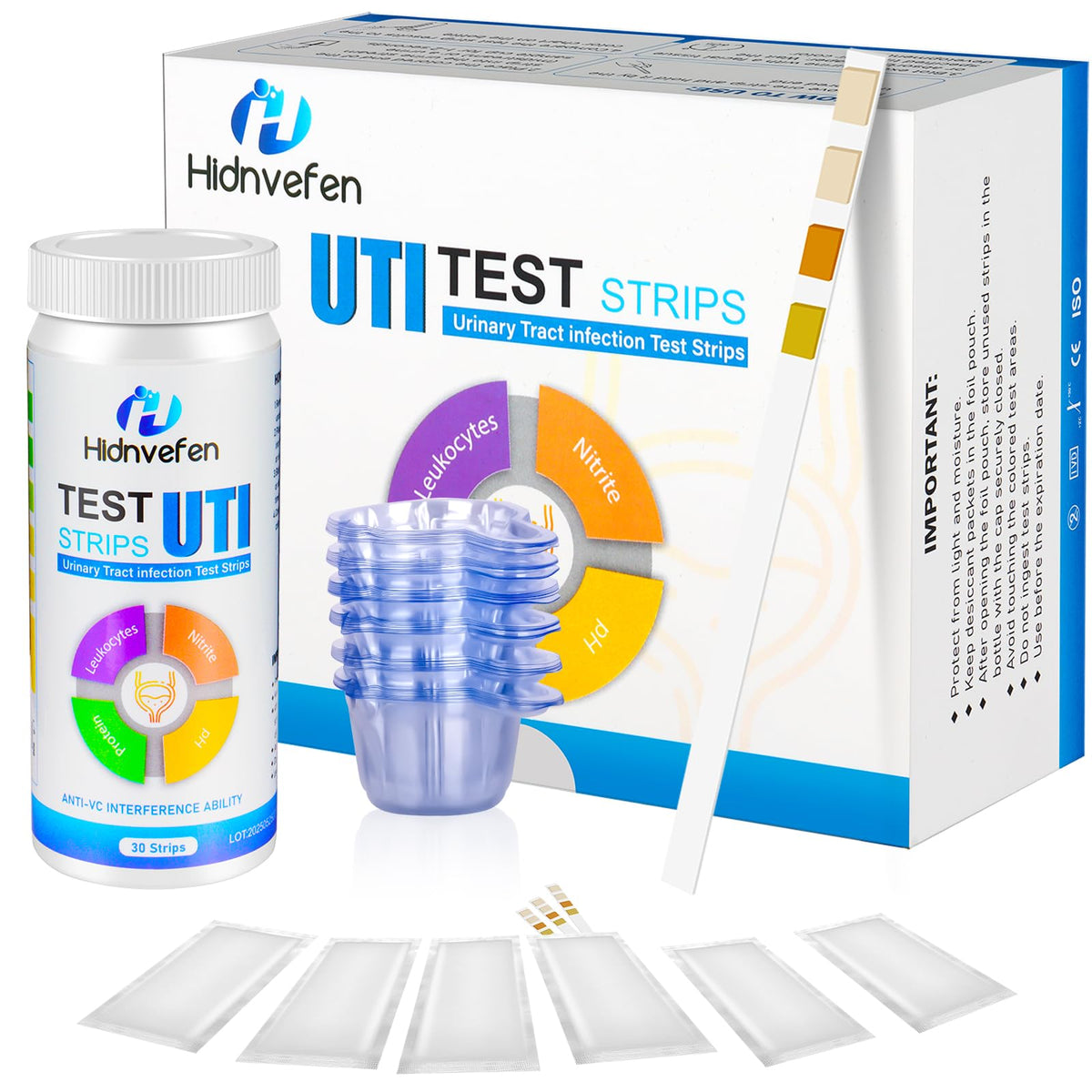 Front view of 4-in-1 UTI test strips kit