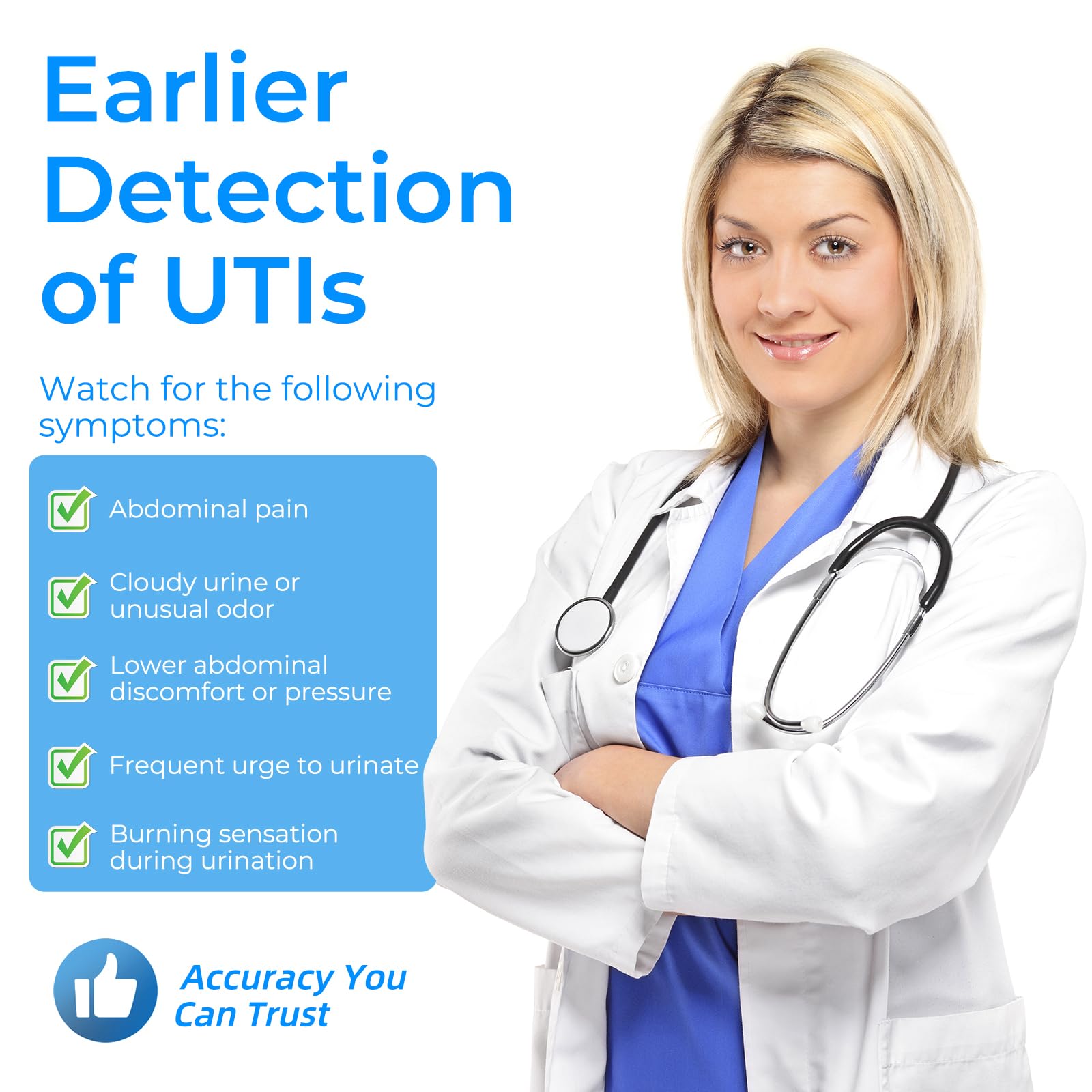Packaging for 4-in-1 UTI test strips kit