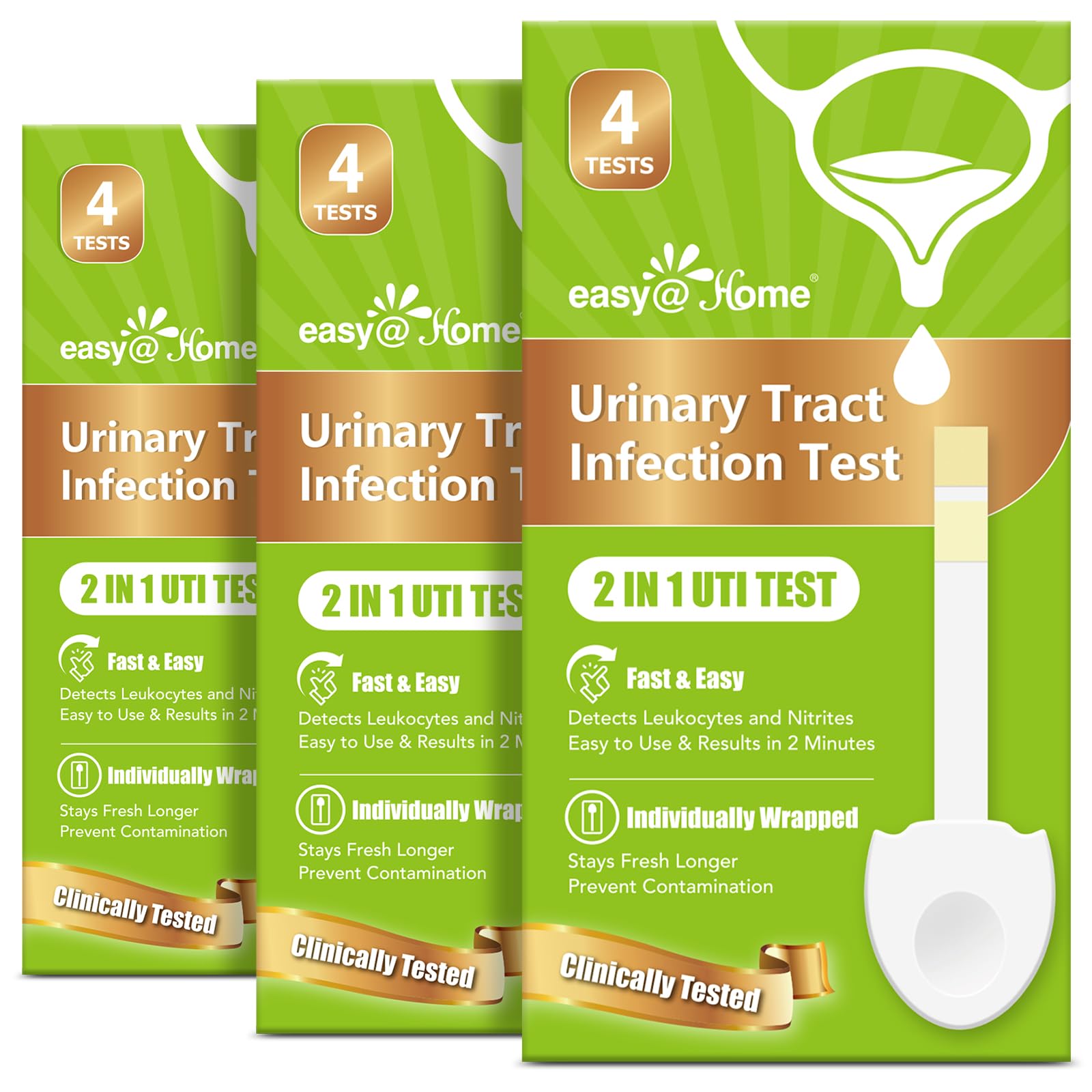Easy@Home UTI Test Strips for Women 12-pack front view