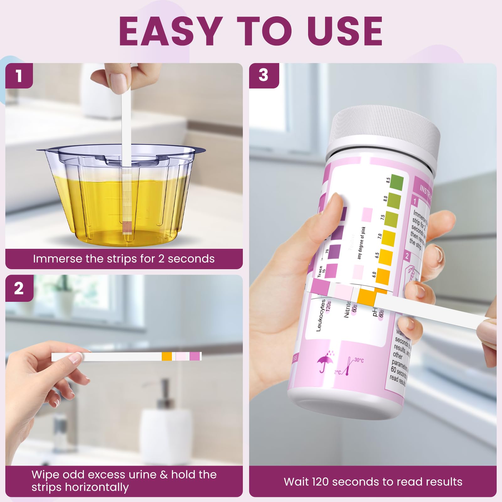 60-second results with clear instructions for at-home UTI testing