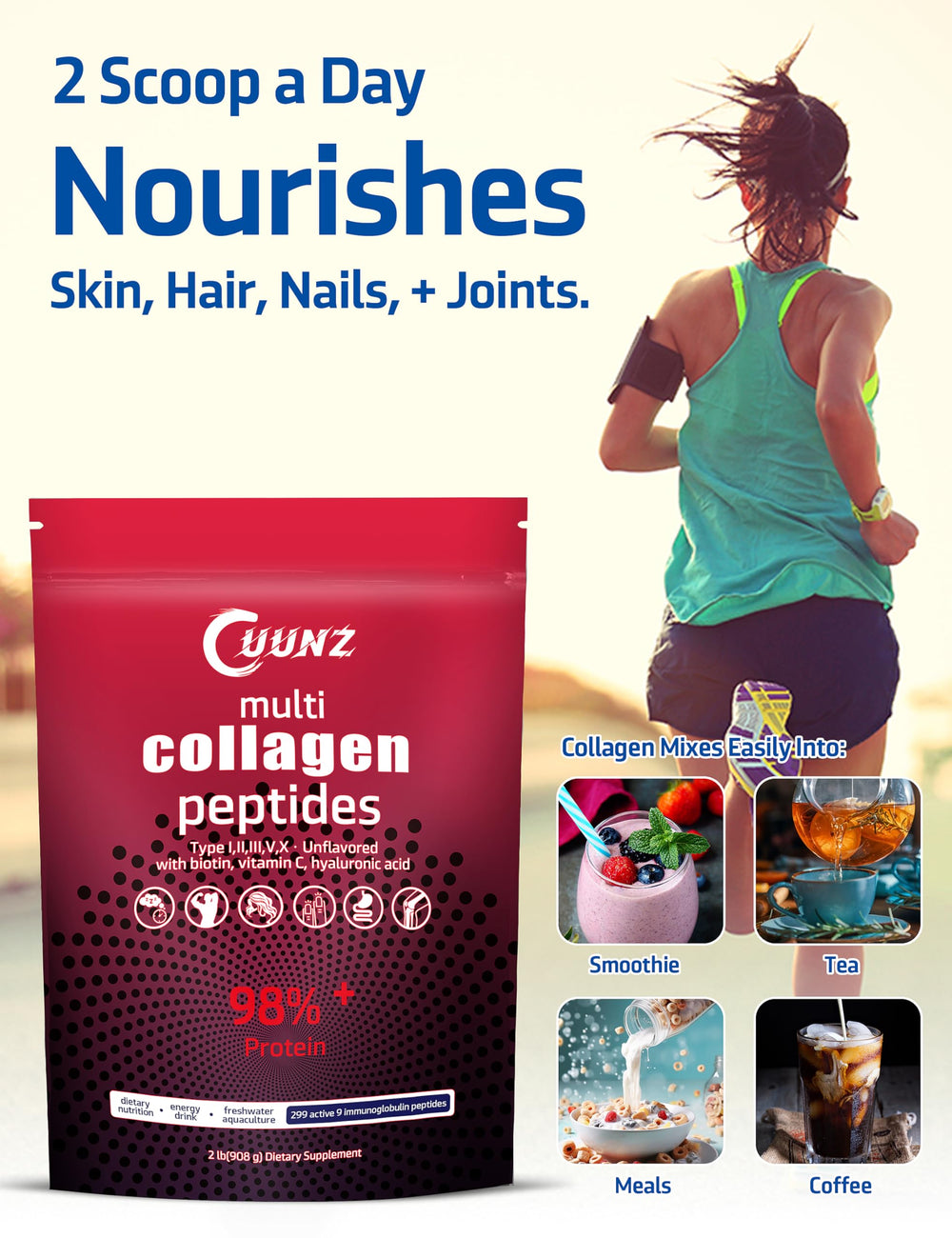 Collagen powder blended into a smoothie
