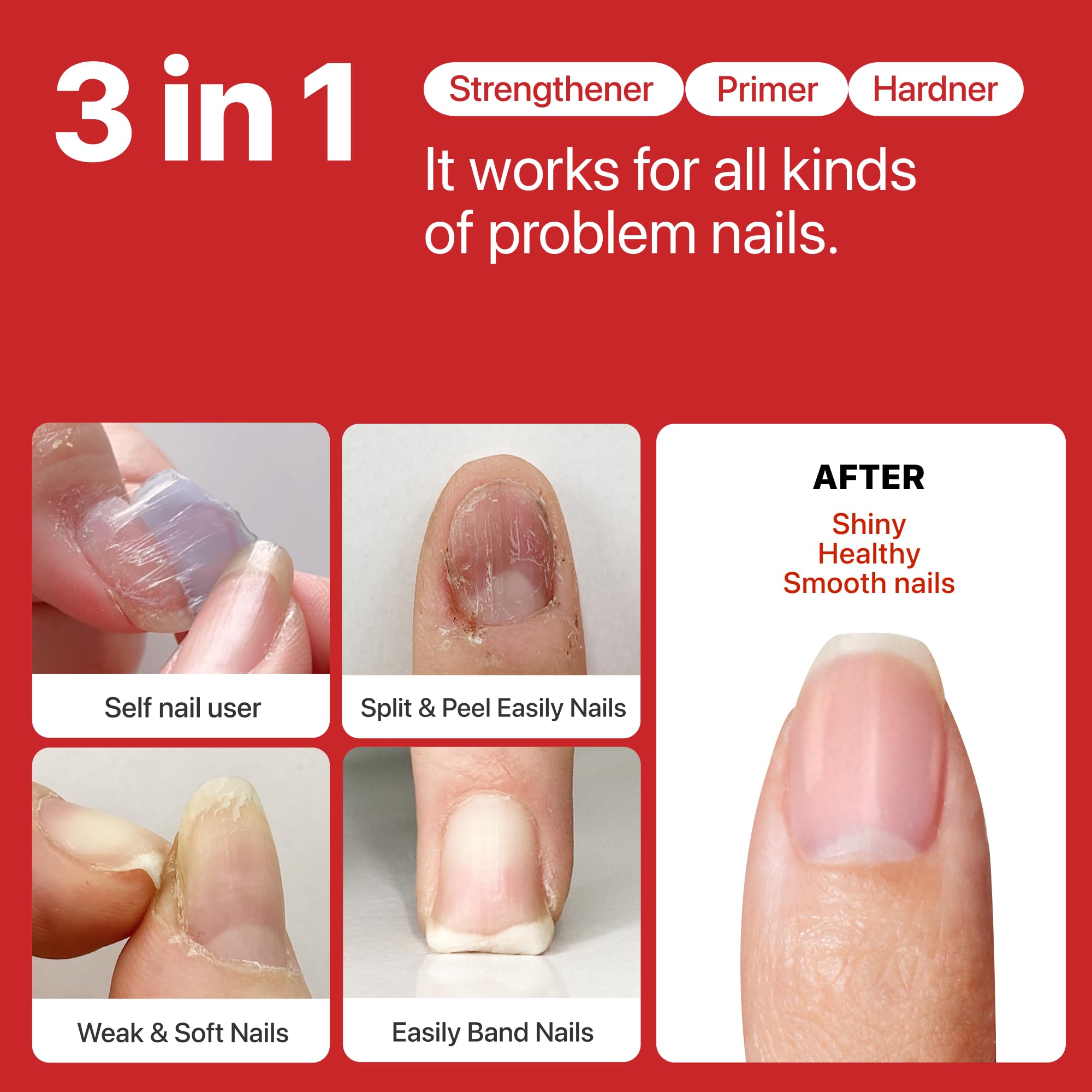 UUUUU Magical Nail Solution showing nourishing ingredients like Vitamin E and collagen.