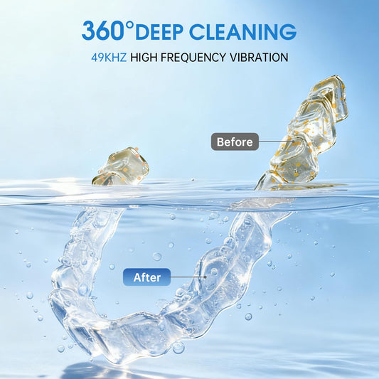 Six UV lights provide 360-degree cleaning for dental items