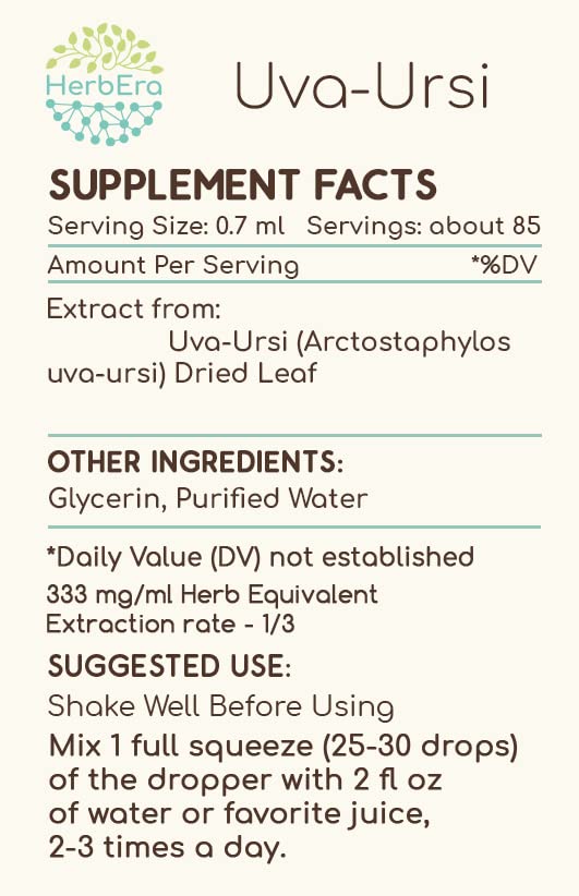Dropper bottle of Uva-Ursi herbal extract 2 fl oz