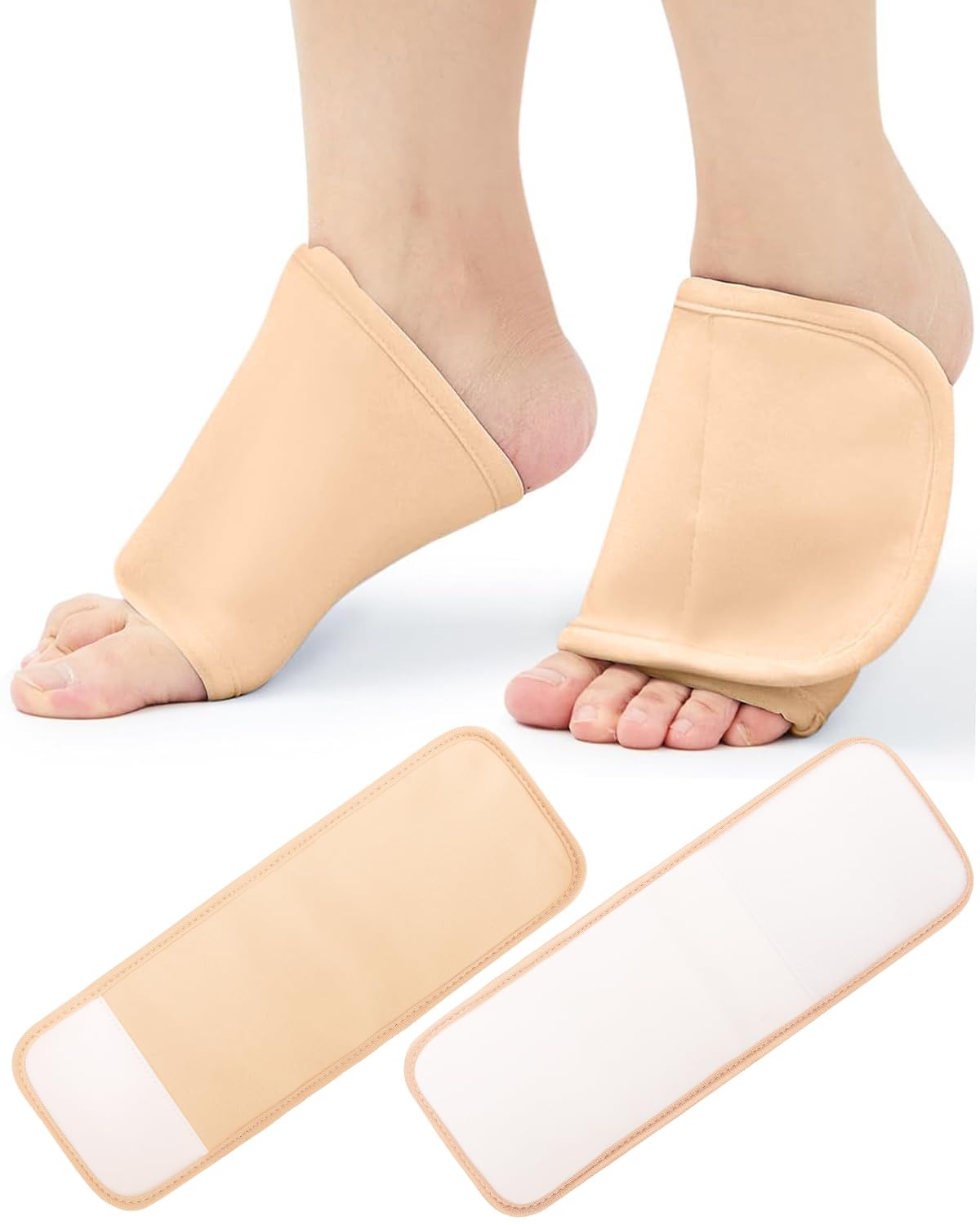 Uwbettry 2Pcs Castor Oil Pack Wrap for Feet in pale khaki with hook and loop fasteners