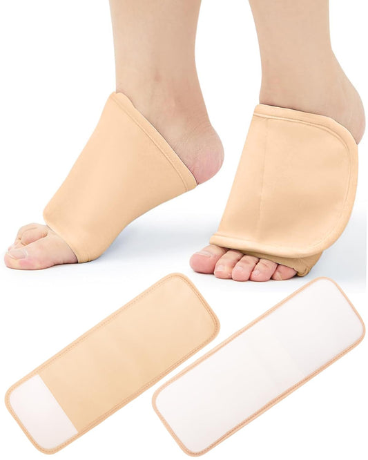 Uwbettry 2Pcs Castor Oil Pack Wrap for Feet in pale khaki with hook and loop fasteners