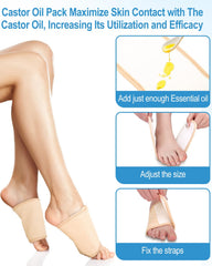 Two-pack set of reusable castor oil wrap for feet on a white background