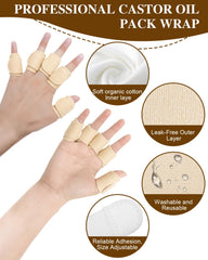 Self-adhesive adjustable wrap securing castor oil pack