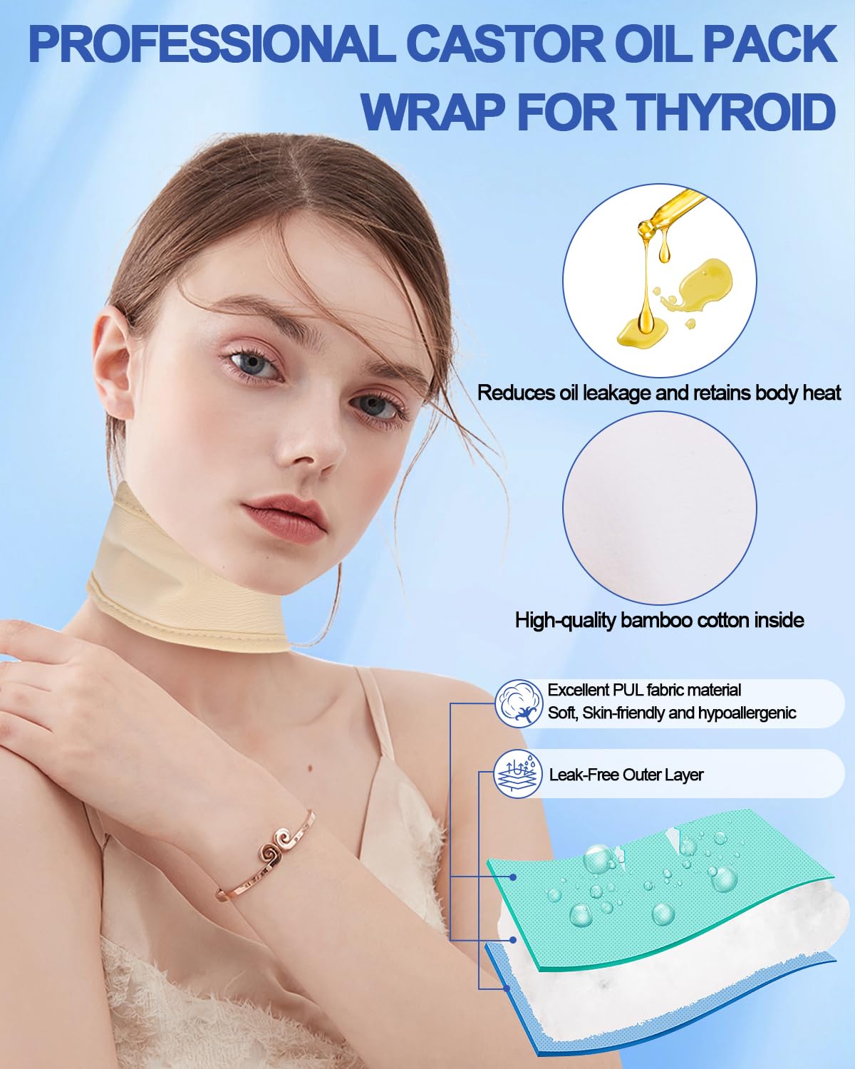 Adjustable hook and loop fastener on Uwbettry neck wrap