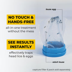 V-COMB A1 transparent chamber view highlights captured lice for peace of mind.