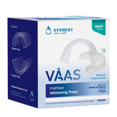 VAAS prefilled whitening trays with mint flavor packaging