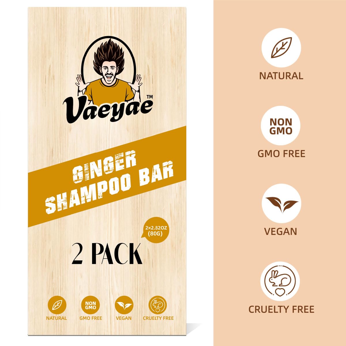 VAEYAE Ginger Shampoo Bar application on wet hair for scalp care