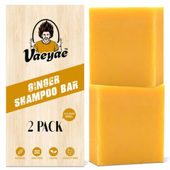 VAEYAE Ginger Shampoo Bar packaging showcases eco-friendly solid cleansing