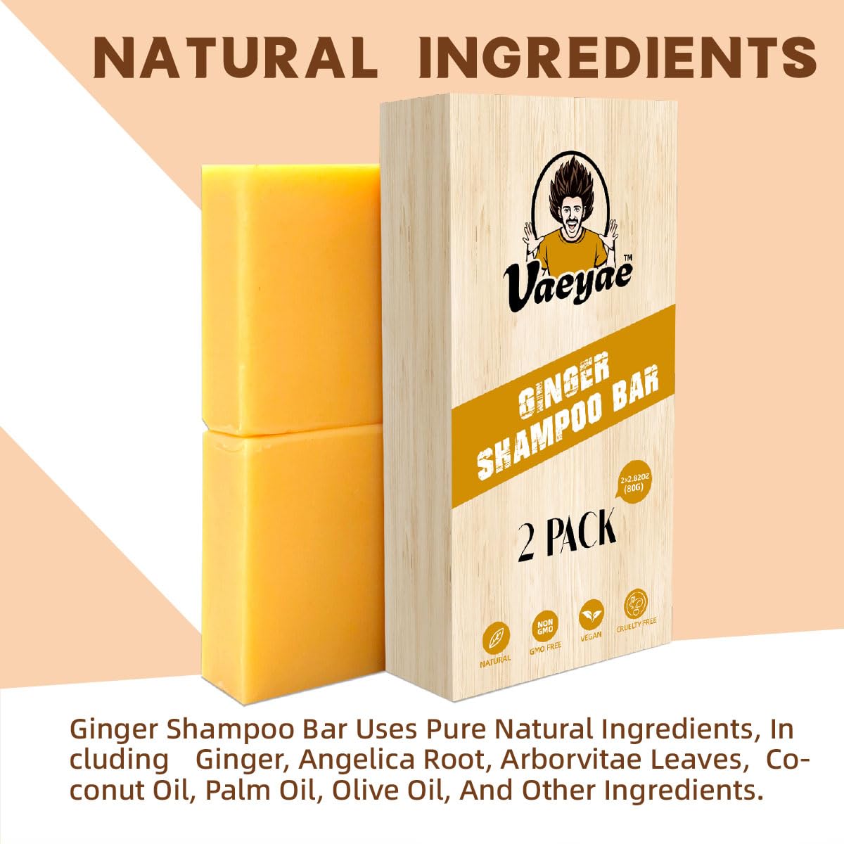 VAEYAE Ginger Shampoo Bar rinse with lukewarm water for clarity