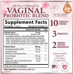Close-up of 60 capsules for vaginal health