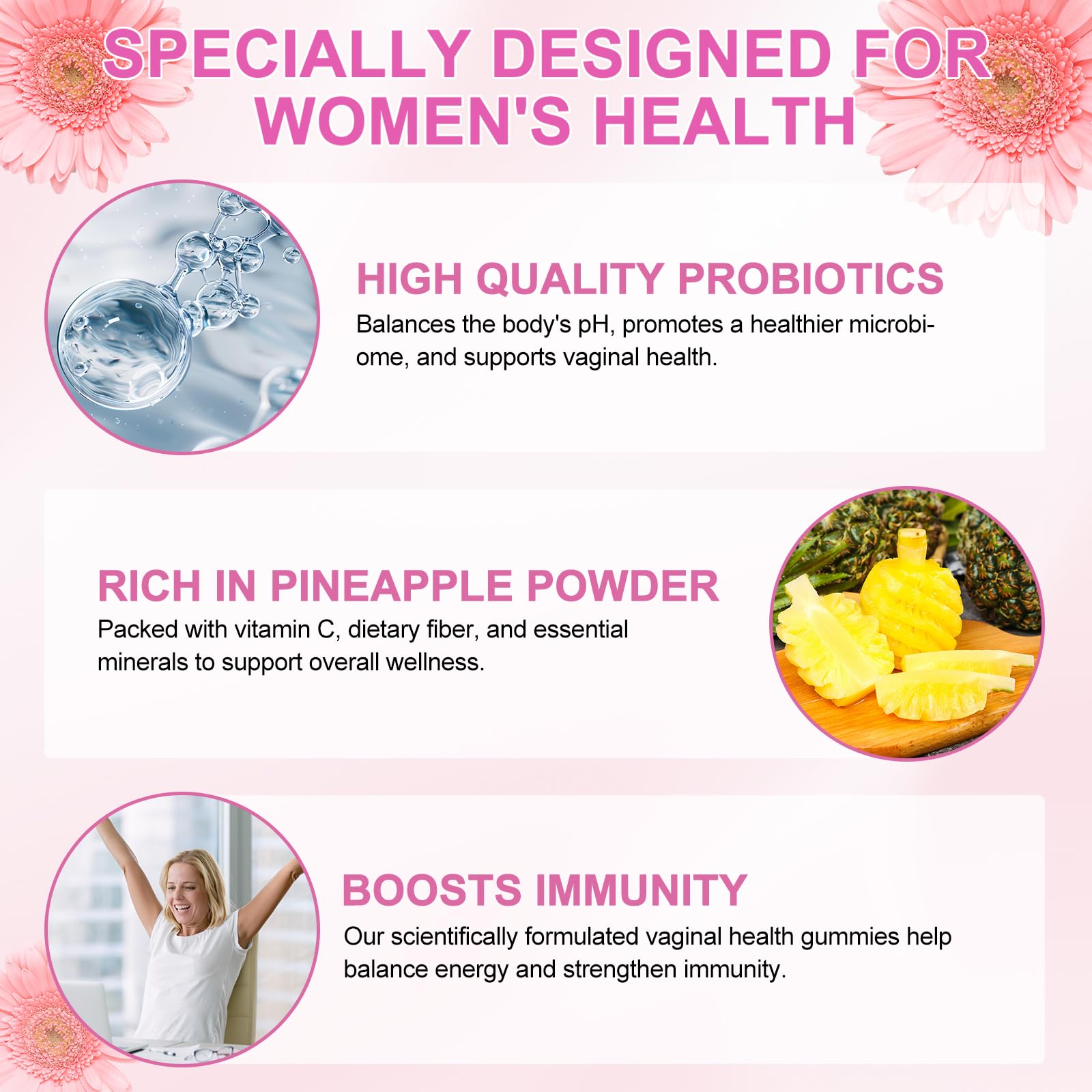 Vaginal probiotics gummies promoting healthy flora