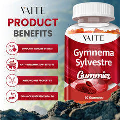 Close-up of VAITE Gymnema Sylvestre Gummies packaging and 600mg label