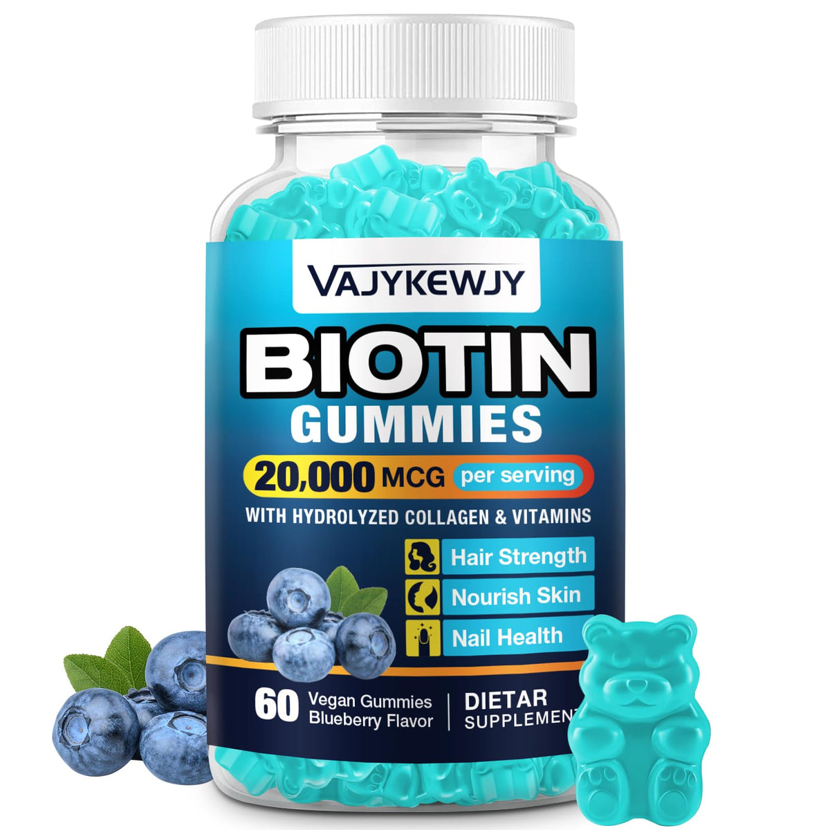VAJYKEWJY Vegan Biotin Gummies front view
