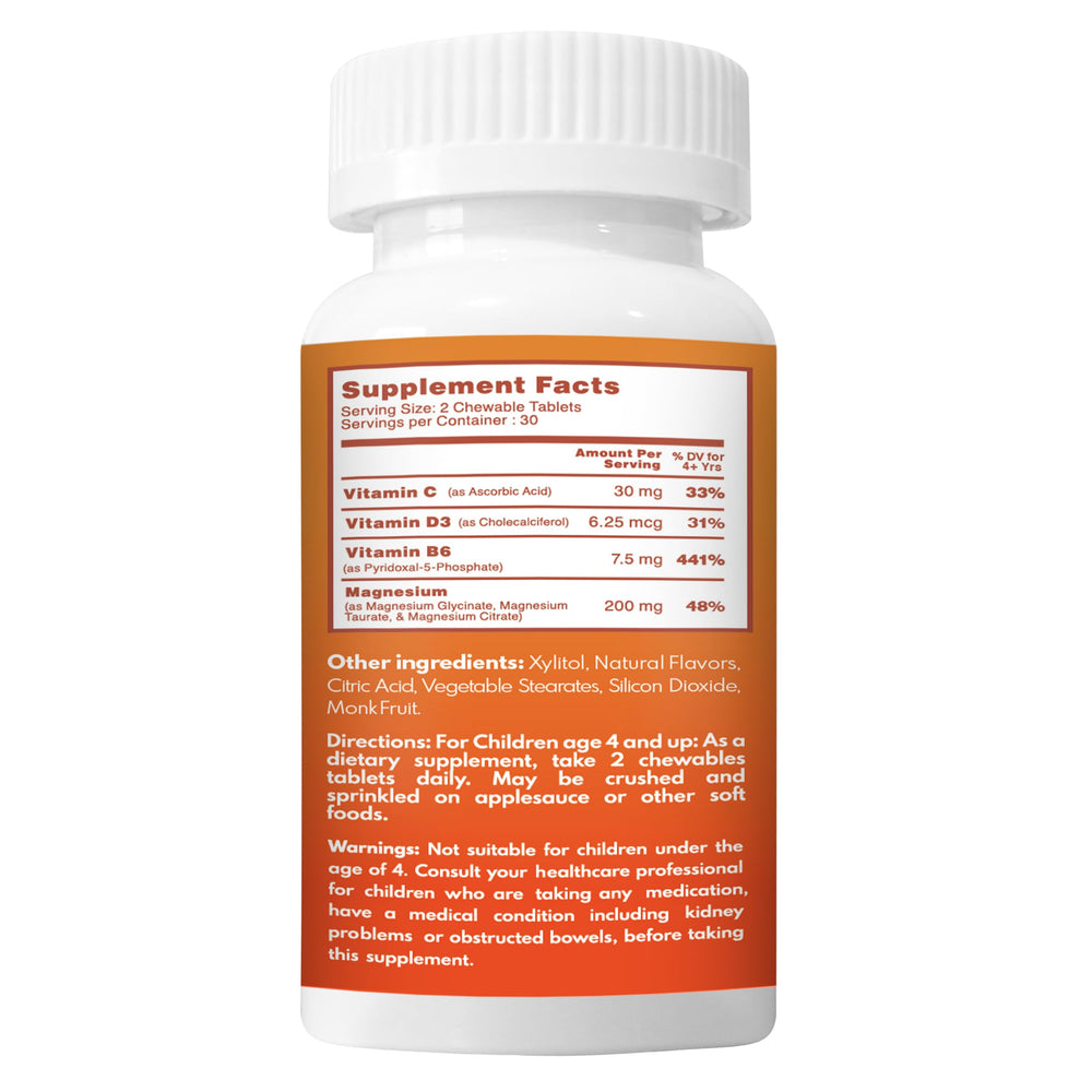 Close-up of VAL Magnesium for Kids chewable tablet