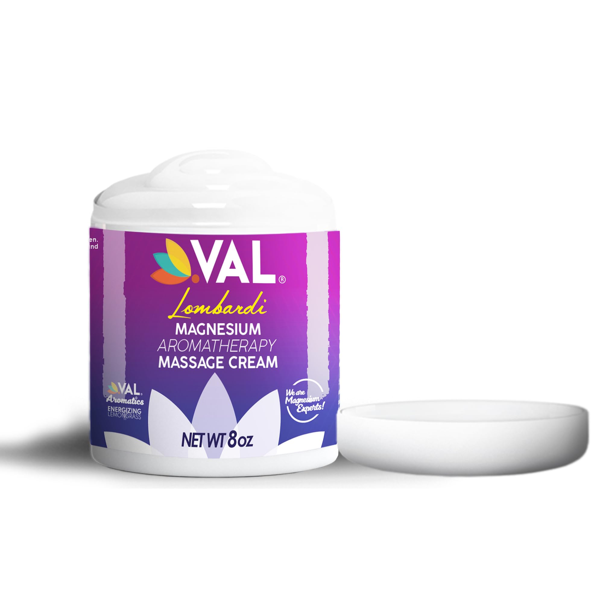 VAL Magnesium Aromatherapy Massage Cream 8oz bottle - front view