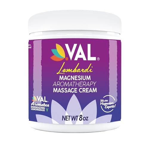 VAL Magnesium Aromatherapy Massage Cream 8oz bottle label close-up