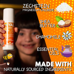 Child applying magnesium roll-on to calm and relax