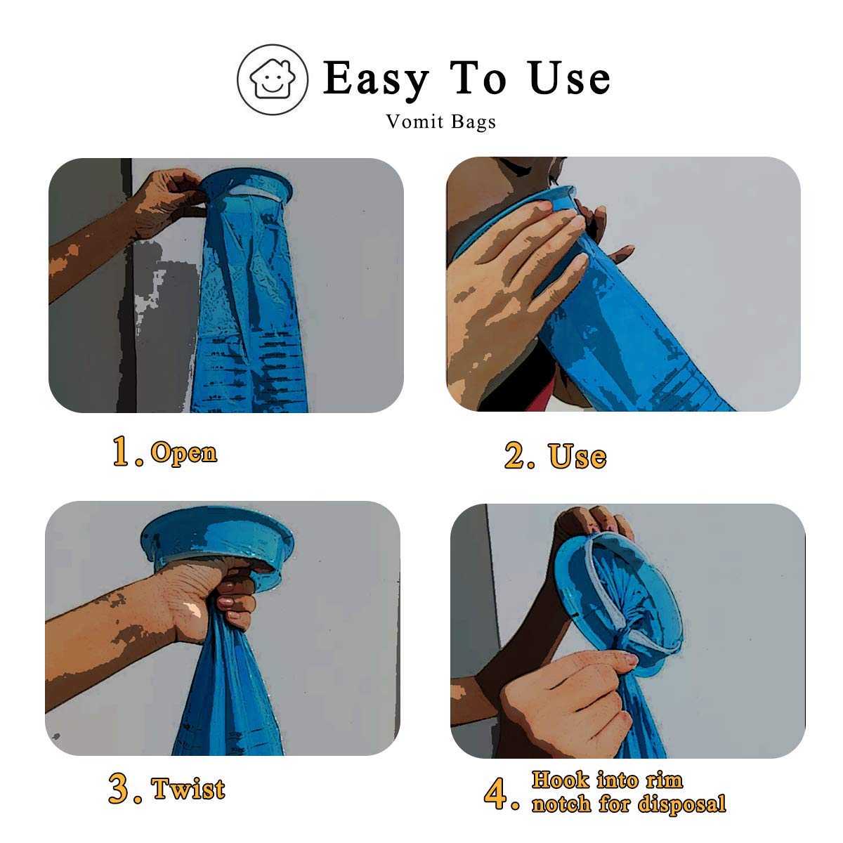 Valchoose emesis bags disposal twist demonstrates simple waste management afterward.