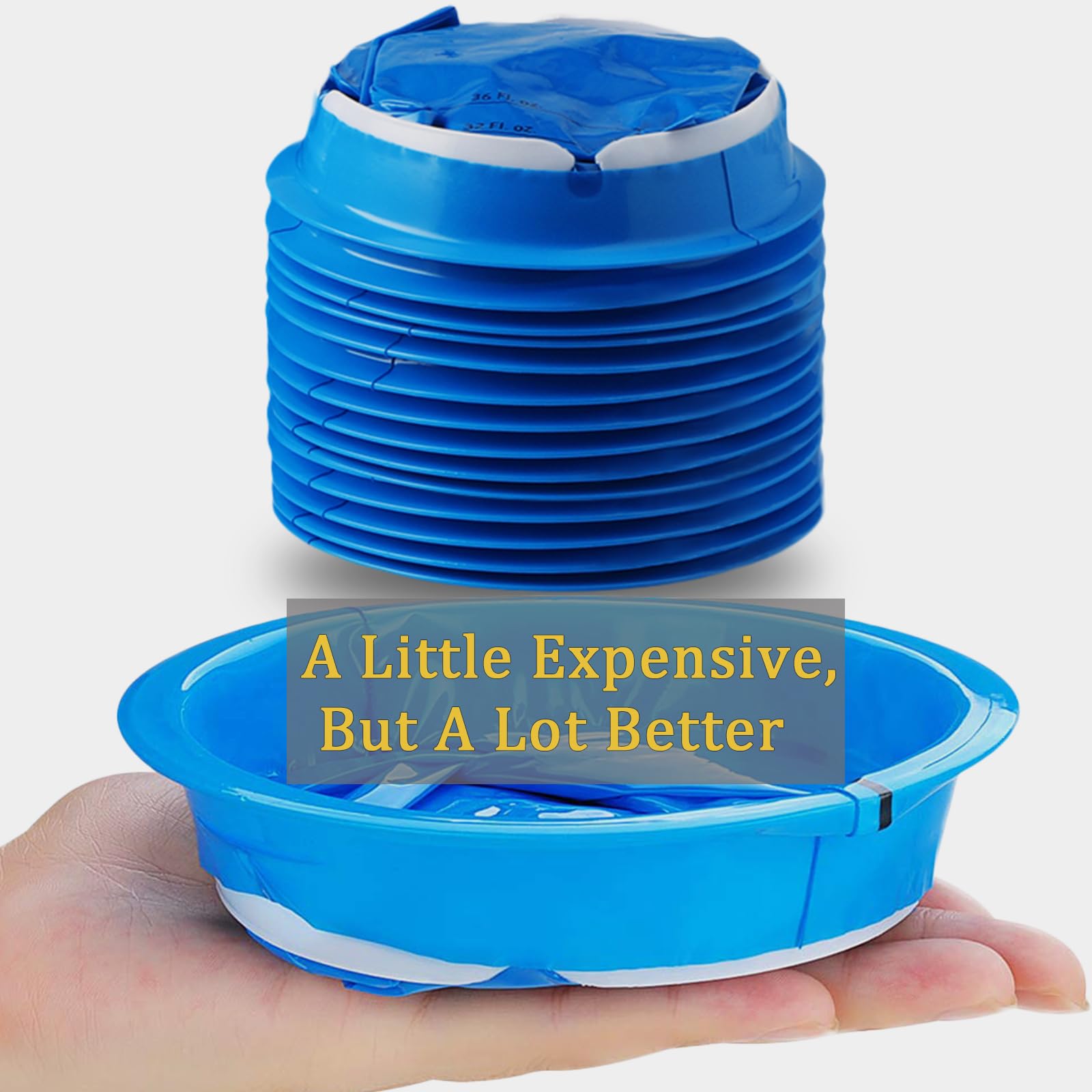 Valchoose 1000ml blue vomit bag showing capacity and leak resistance