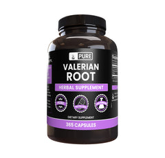 Valerian root capsules bottle close-up