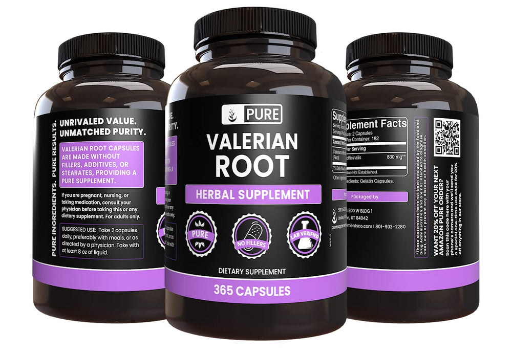 Open bottle of Valerian Root capsules