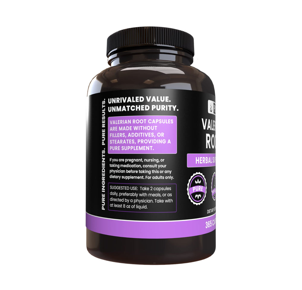 Label on Valerian Root bottle showing 365 capsules