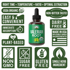 Valerian root drops being added to a glass of water