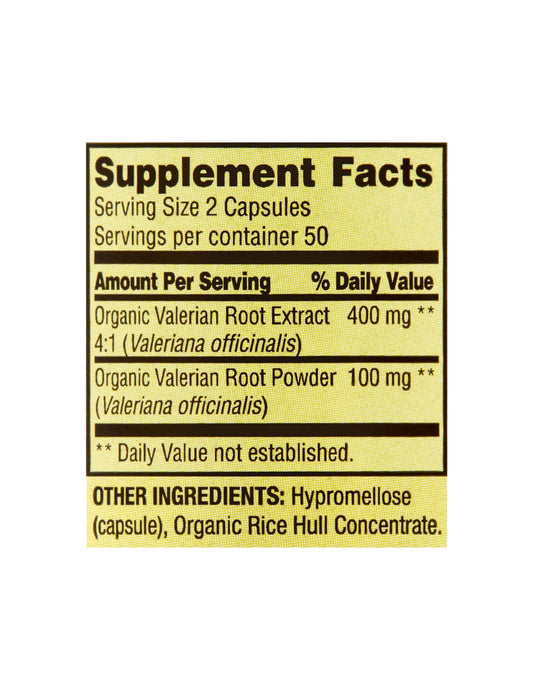 Close-up of valerian root extract capsules