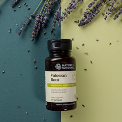 Close-up of valerian root capsules promoting relaxation