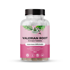 Bottle of Amazing Botanicals Valerian Root Tablets with label