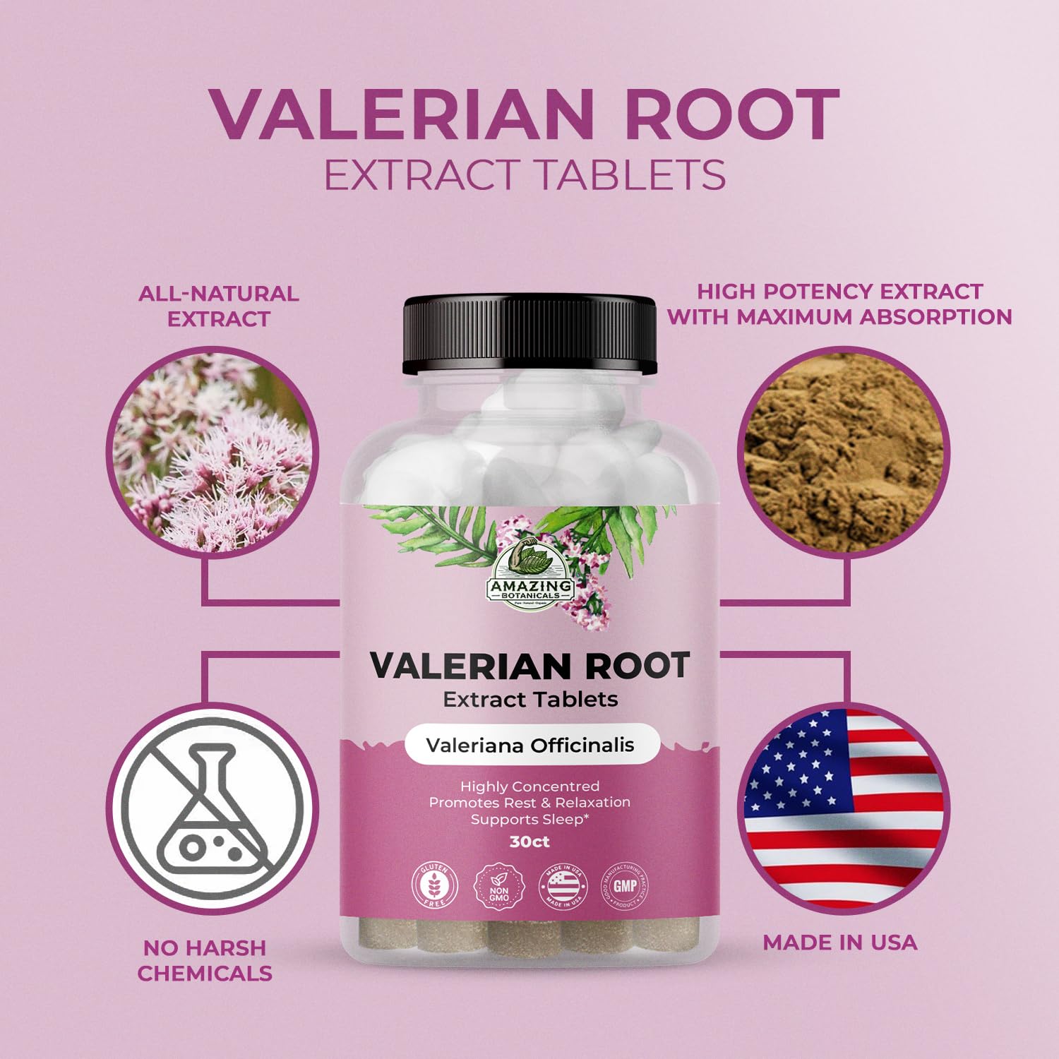Concept image representing relaxation with valerian tablets