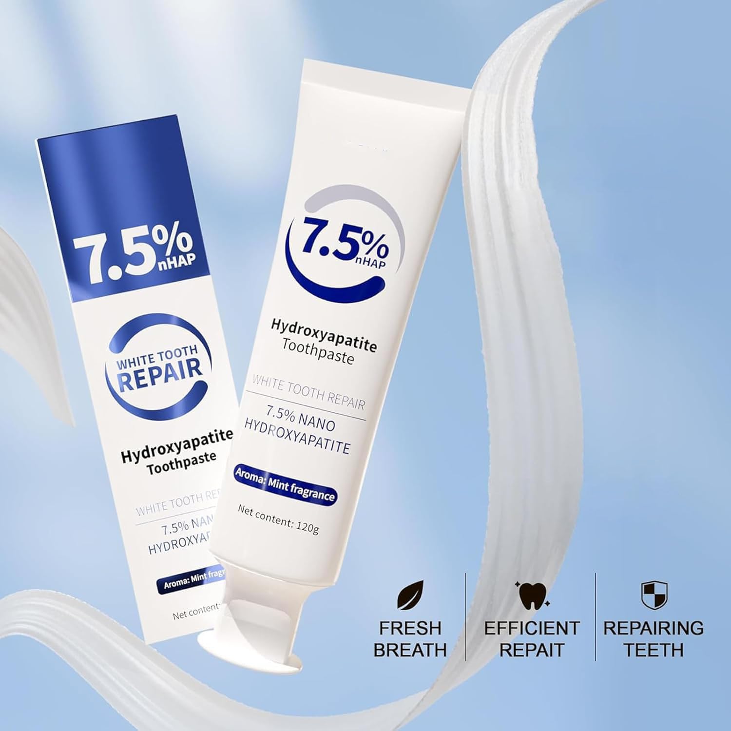 Value-pack with two tubes of hydroxyapatite toothpaste