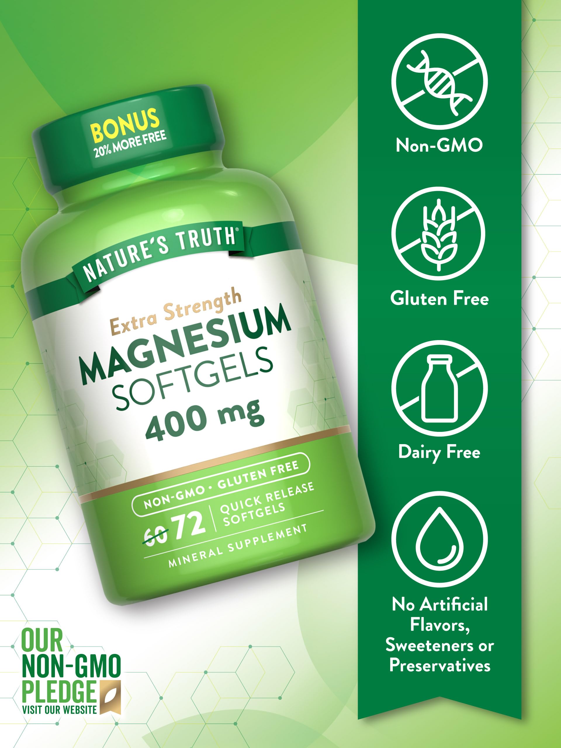 Value size bottle containing 72 magnesium softgels