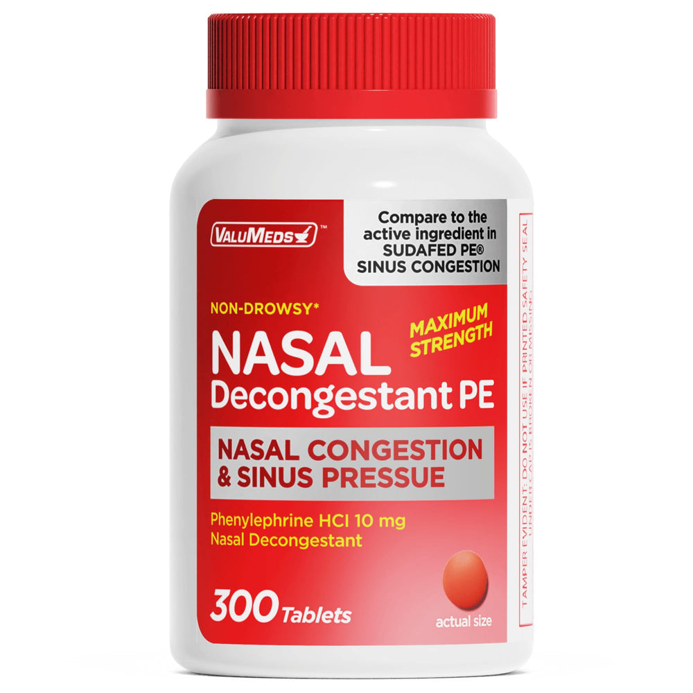ValuMeds nasal decongestant bottle for quick congestion relief.
