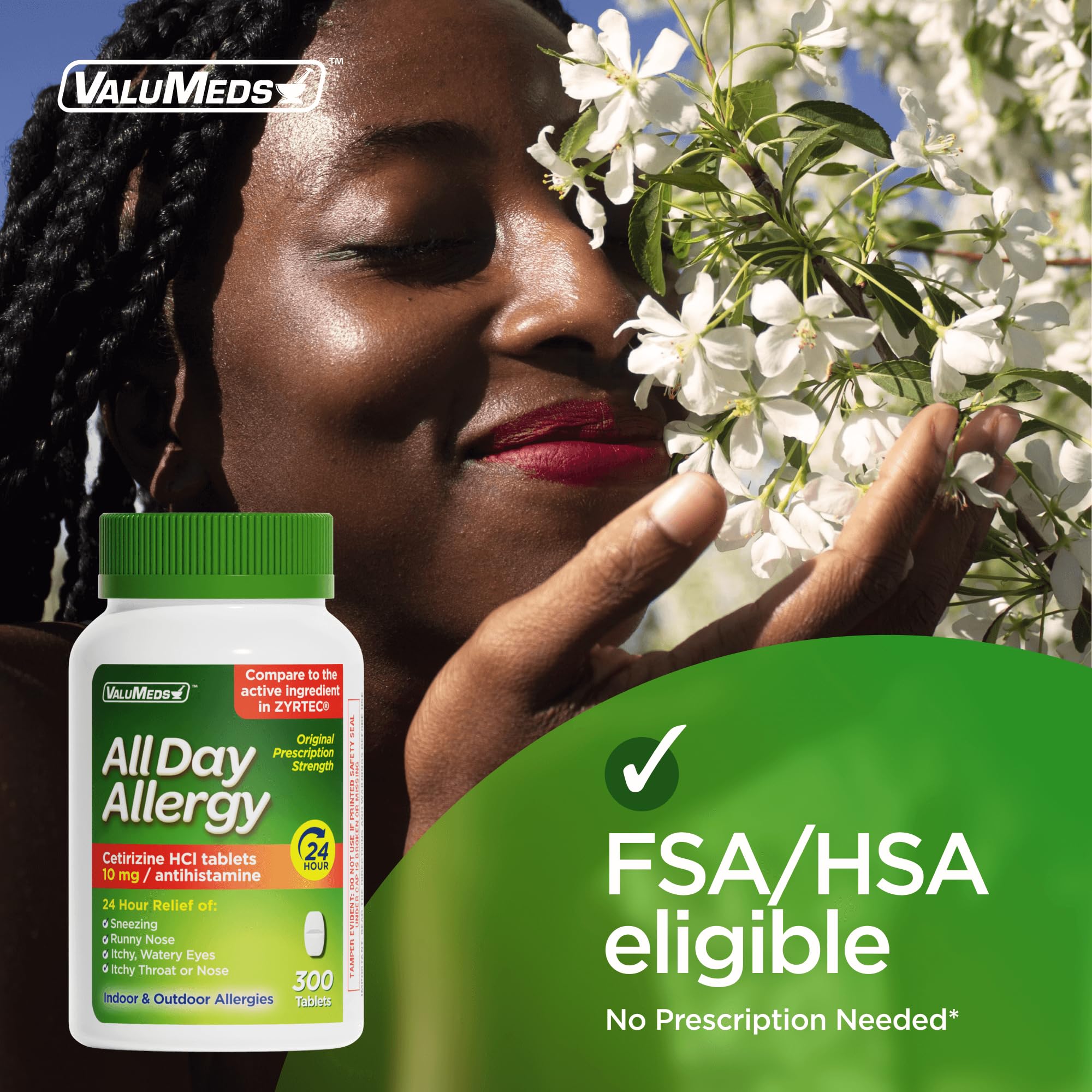 ValuMeds non-drowsy formula label indicates daytime focus and alertness.