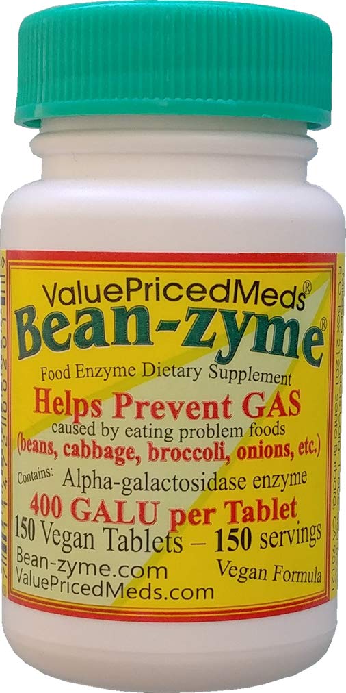 ValuePricedMeds Bean-Zyme bottle front highlighting gas relief potential