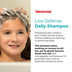 Family using Vamousse shampoo during school, camp, or sleepover context.