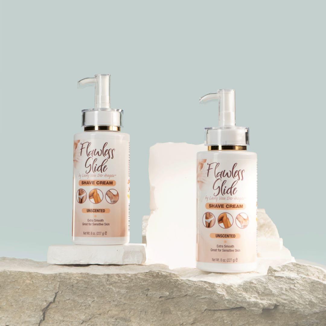 Lady Van Der Hagen shave cream tub shown for a fragrant, comfortable shave routine.