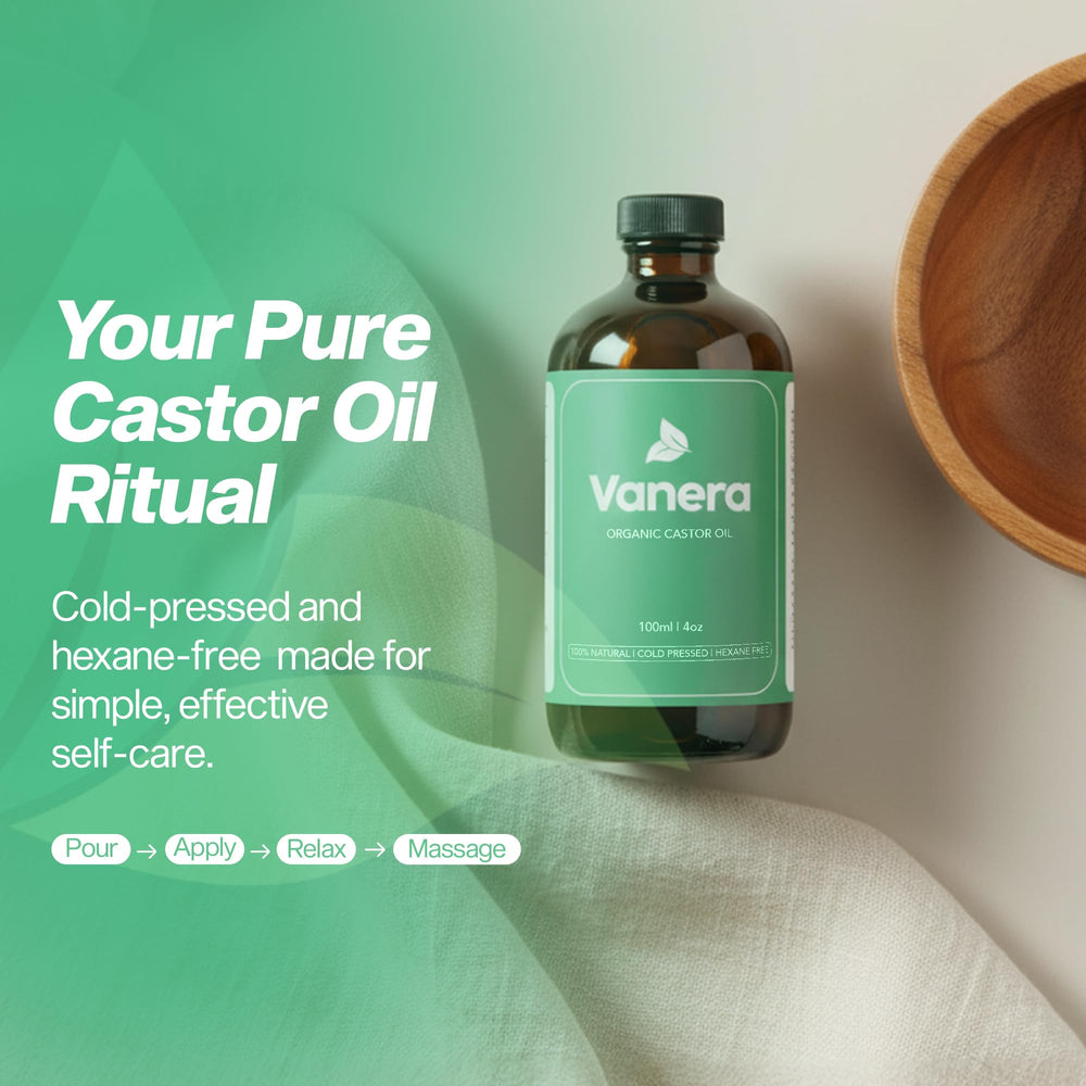Vanera Castor Oil amber bottle with label – 2-pack display