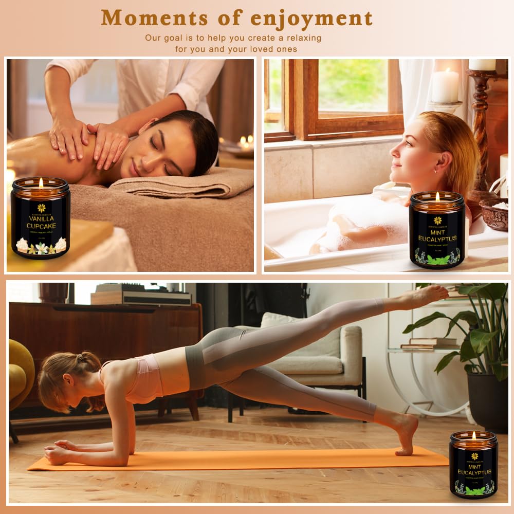 Vanilla scented candle in amber jar