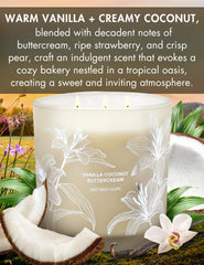Three-wick candle with creamy color and cotton wicks