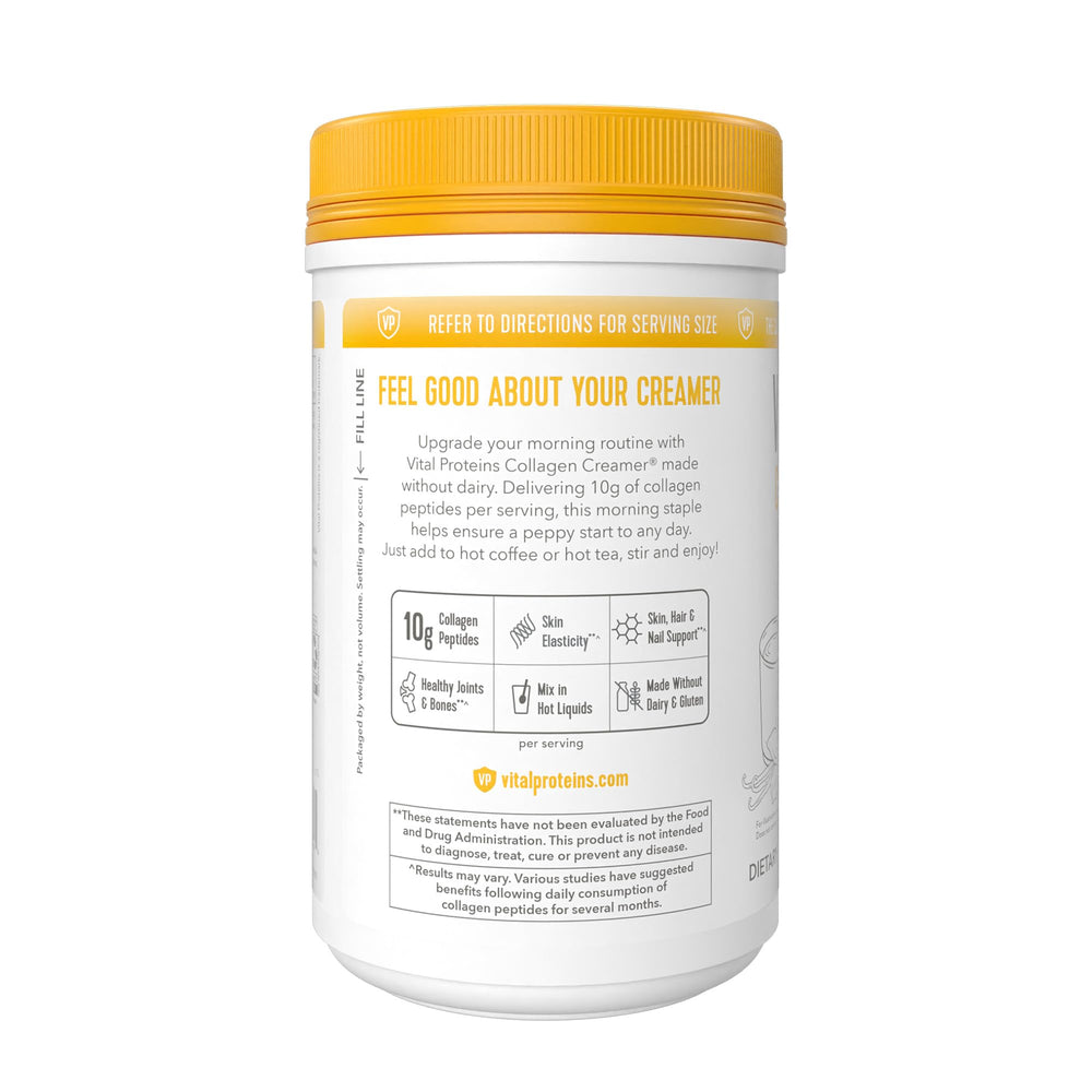 Scoop of vanilla collagen powder for coffee or granola