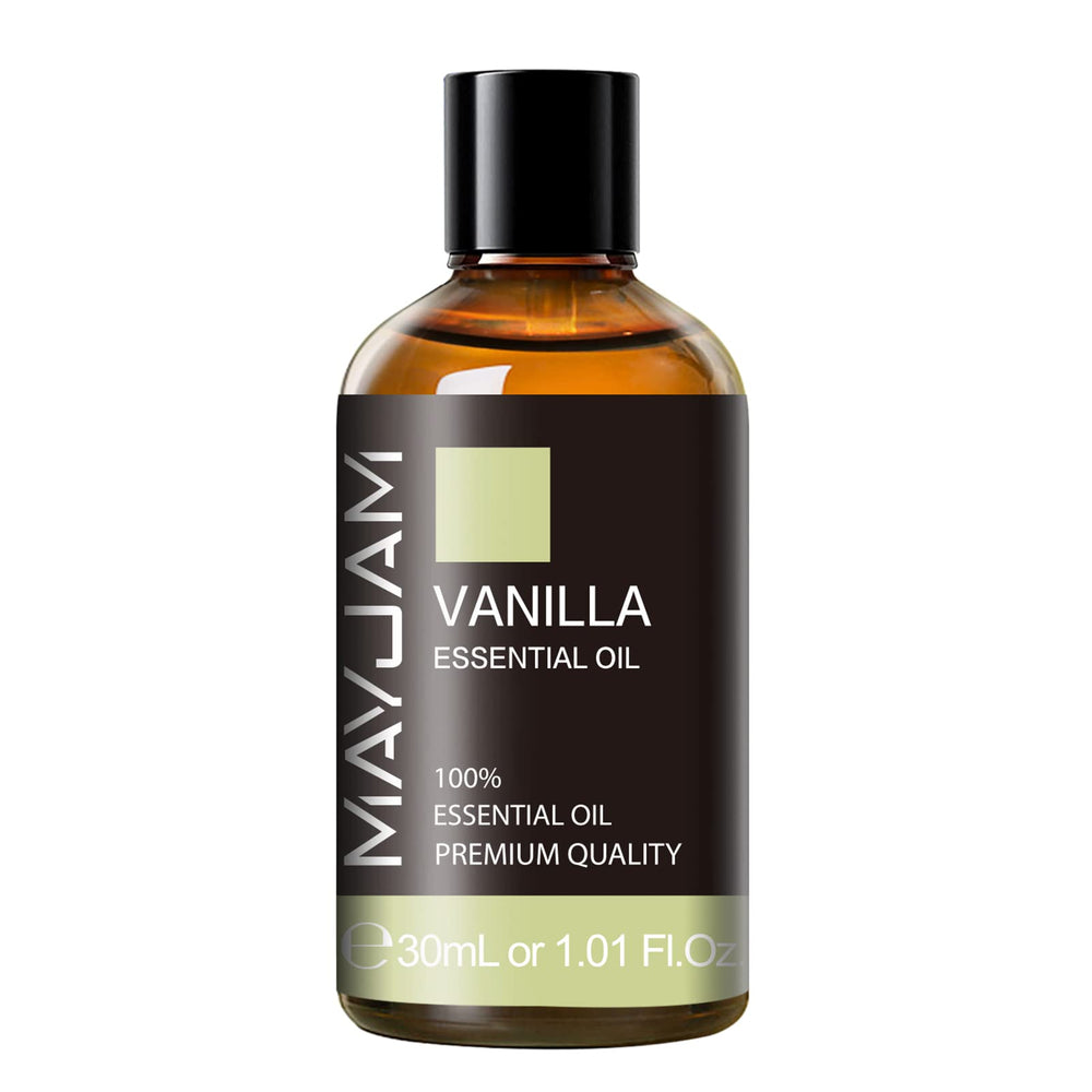 MAYJAM Vanilla Essential Oil 30ml in amber glass bottle with dropper