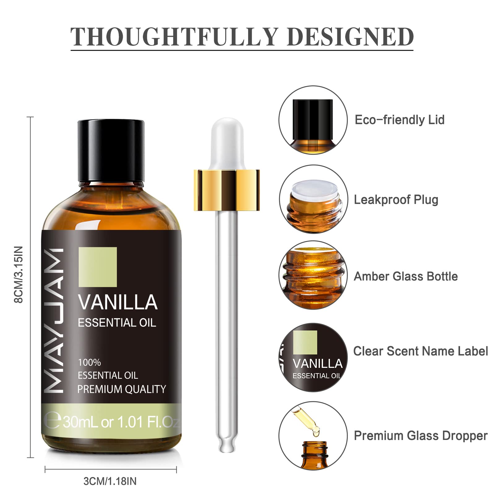Vanilla essential oil used in candle making for warm, comforting scents