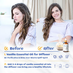 Vanilla essential oil diffusing aroma in diffuser